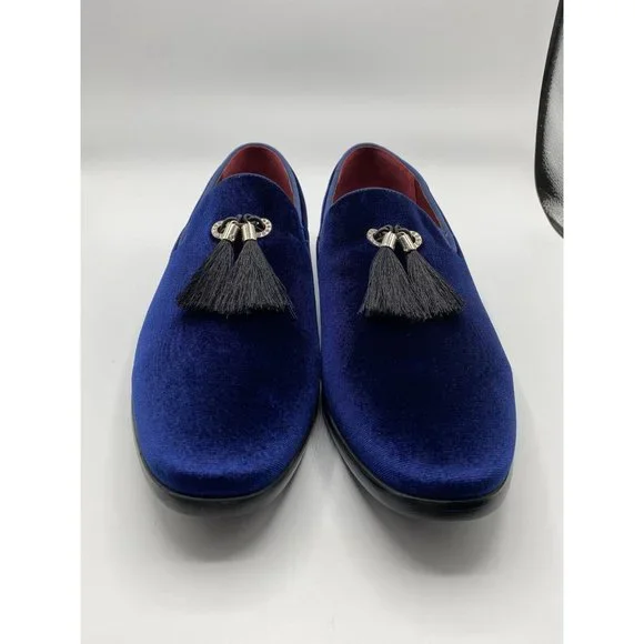 J75 By Jump Slip On Tassel Loafers - Navy Blue Velvet (Size 11) Valedictorian Tassel Loafer | Italian Suede Men main image 4